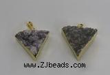 NGP3220 25*30mm - 30*35mm triangle druzy agate pendants