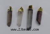 NGP3405 10*45mm - 12*55mm sticks plated quartz pendants wholesale