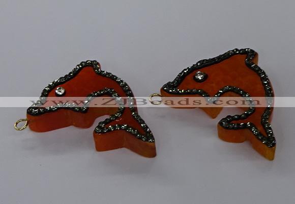 NGP3423 25*40mm - 30*45mm dolphin agate gemstone pendants