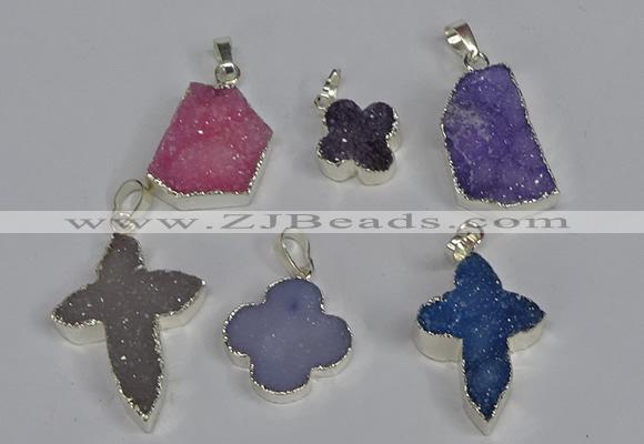 NGP3454 15*15mm - 22*30mm druzy agate gemstone pendants