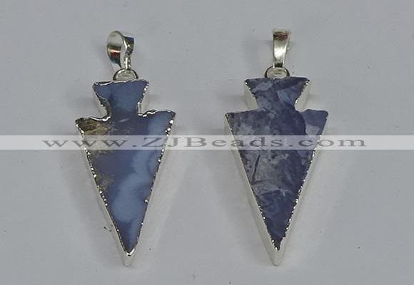 NGP3491 15*30mm - 18*40mm arrowhead blue lace agate pendants