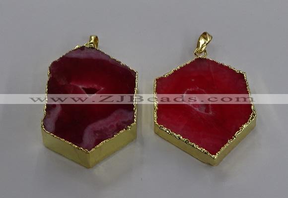 NGP3496 25*40mm - 30*45mm hexagon druzy agate pendants