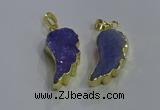 NGP3605 15*30mm - 18*40mm wing-shaped druzy agate pendants