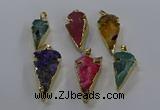 NGP3619 15*30mm - 20*40mm arrowhead druzy agate pendants