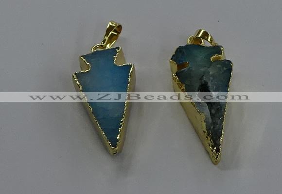 NGP3626 15*30mm - 20*40mm arrowhead druzy agate pendants