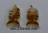 NGP3643 25*50mm - 28*55mm fishbone agate gemstone pendants