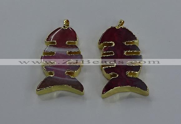 NGP3645 25*50mm - 28*55mm fishbone agate gemstone pendants