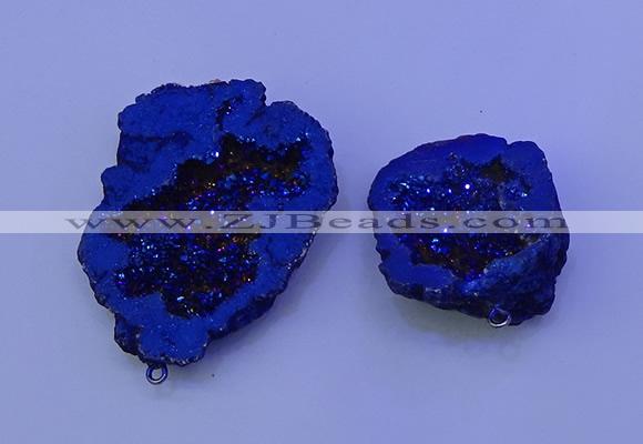 NGP3720 28*35mm - 40*45mm freeform plated druzy agate pendants