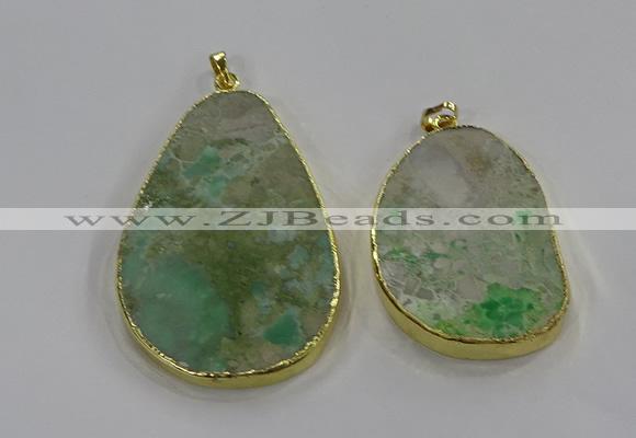 NGP3931 30*45mm - 40*60mm freeform green gemstone pendants