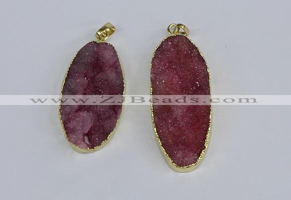 NGP3965 22*45mm - 25*50mm oval druzy agate pendants wholesale