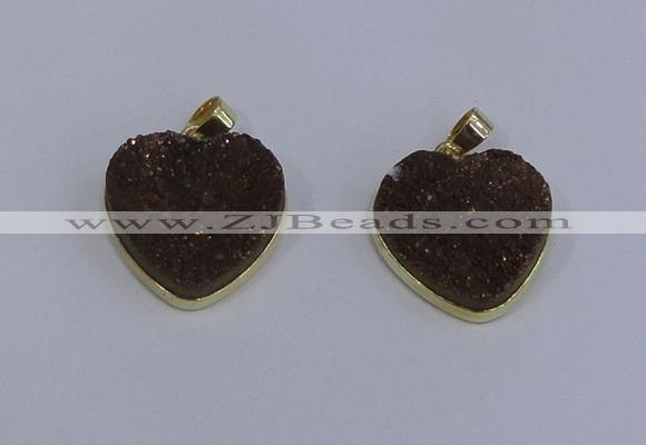 NGP4022 20*20mm heart druzy quartz gemstone pendants