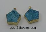 NGP4115 28*28mm - 30*30mm pentagon druzy quartz pendants wholesale