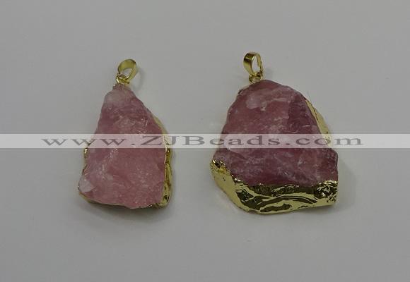 NGP4141 20*30mm - 35*45mm freeform rose quartz pendants wholesale