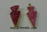 NGP4156 20*45mm - 22*48mm arrowhead druzy quartz pendants