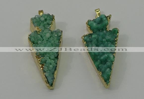 NGP4158 20*45mm - 22*48mm arrowhead druzy quartz pendants