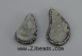 NGP4304 20*40mm - 25*50mm wing-shaped druzy quartz pendants