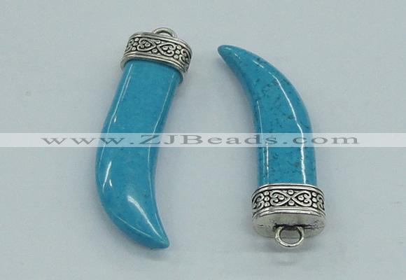 NGP4515 12*50mm - 12*55mm horn blue turquoise pendants wholesale