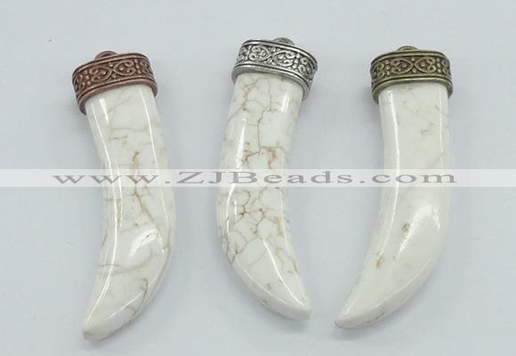 NGP4523 15*55mm - 15*60mm horn white turquoise pendants wholesale