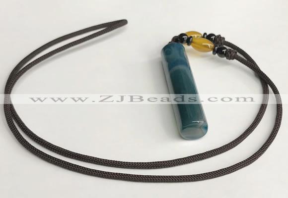 NGP5706 Agate tube pendant with nylon cord necklace