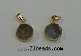 NGP6076 14mm - 15mm flat round druzy agate pendants