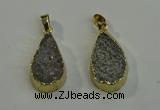 NGP6078 15*25mm – 18*30mm flat teardrop druzy agate pendants