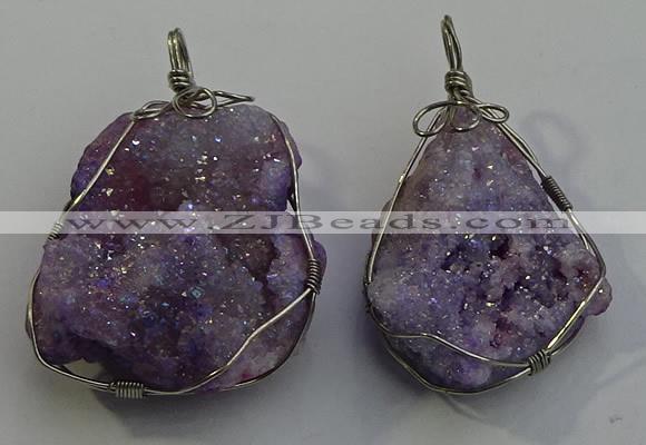 NGP6086 35*40mm – 45*50mm freeform druzy quartz pendants