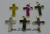 NGP6174 25*40mm - 30*40mm cross agate gemstone pendants