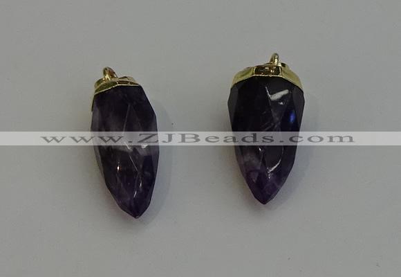 NGP6244 12*28mm - 15*30mm faceted bullet amethyst pendants