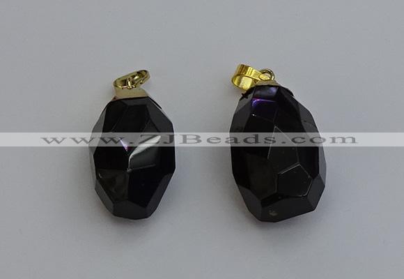 NGP6302 18*30mm - 22*35mm faceted nuggets smoky quartz pendants