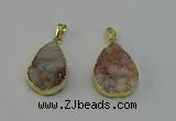 NGP6390 20*30mm - 25*30mm flat teardrop druzy agate pendants