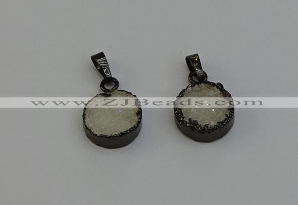 NGP6392 15mm - 16mm coin druzy agate gemstone pendants