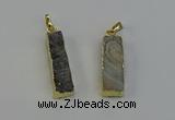 NGP6497 9*35mm - 10*30mm rectangle plated druzy agate pendants