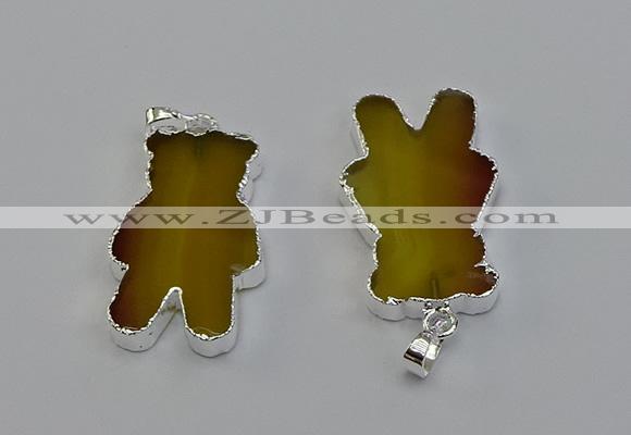 NGP6652 22*38mm Animal or V-shaped agate gemstone pendants