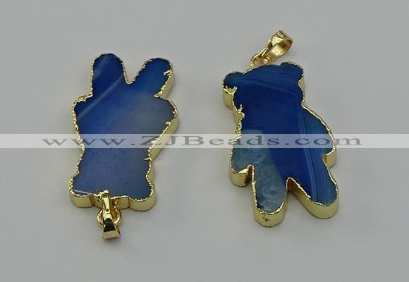 NGP6663 22*38mm Animal or V-shaped agate gemstone pendants