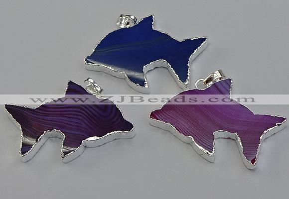 NGP6675 28*42mm - 30*45mm dolphin agate gemstone pendants