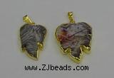 NGP6687 20*25mm - 25*30mm leaf agate gemstone pendants wholesale