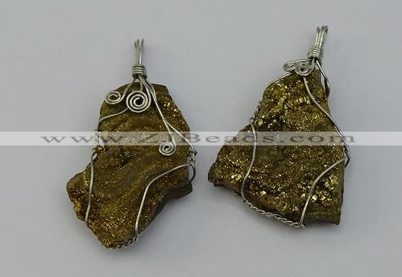 NGP6718 30*40mm - 40*55mm freeform plated druzy agate pendants