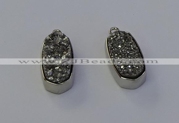 NGP6896 10*22mm - 12*25mm freeform plated druzy quartz pendants