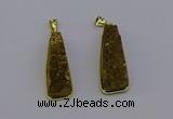 NGP6931 10*30mm - 12*35mm trapezoid plated druzy quartz pendants