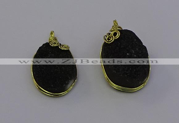 NGP6937 16*22mm - 18*25mm oval plated druzy quartz pendants