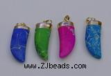 NGP7029 12*35mm - 14*40mm horn white howlite turquoise pendants