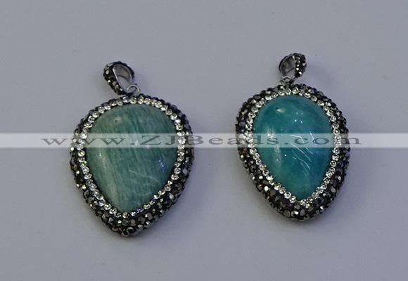 NGP7100 25*30mm - 28*35mm flat teardrop amazonite pendants