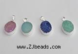 NGP7192 15*20mm oval druzy quartz pendants wholesale