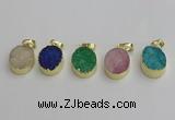 NGP7203 15*20mm oval druzy quartz pendants wholesale