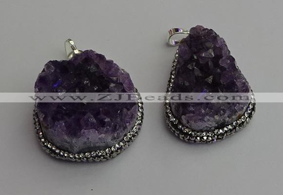 NGP7233 25*40mm - 30*40mm freeform druzy amethyst pendants