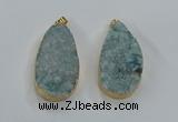 NGP8517 25*48mm - 27*52mm flat teardrop druzy agate pendants