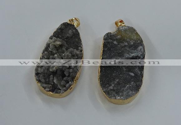 NGP8519 25*48mm - 27*52mm flat teardrop druzy agate pendants