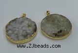 NGP8553 38mm - 40mm flat round druzy agate pendants wholesale