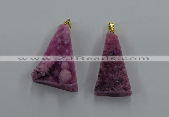 NGP8578 18*25mm - 25*40mm triangle druzy agate pendants wholesale