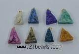 NGP8583 18*25mm - 25*40mm triangle druzy agate pendants wholesale